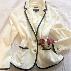 Talbots Women's Cream Blazer with Black Trim CBK Carolyn Bessette Kennedy JFK